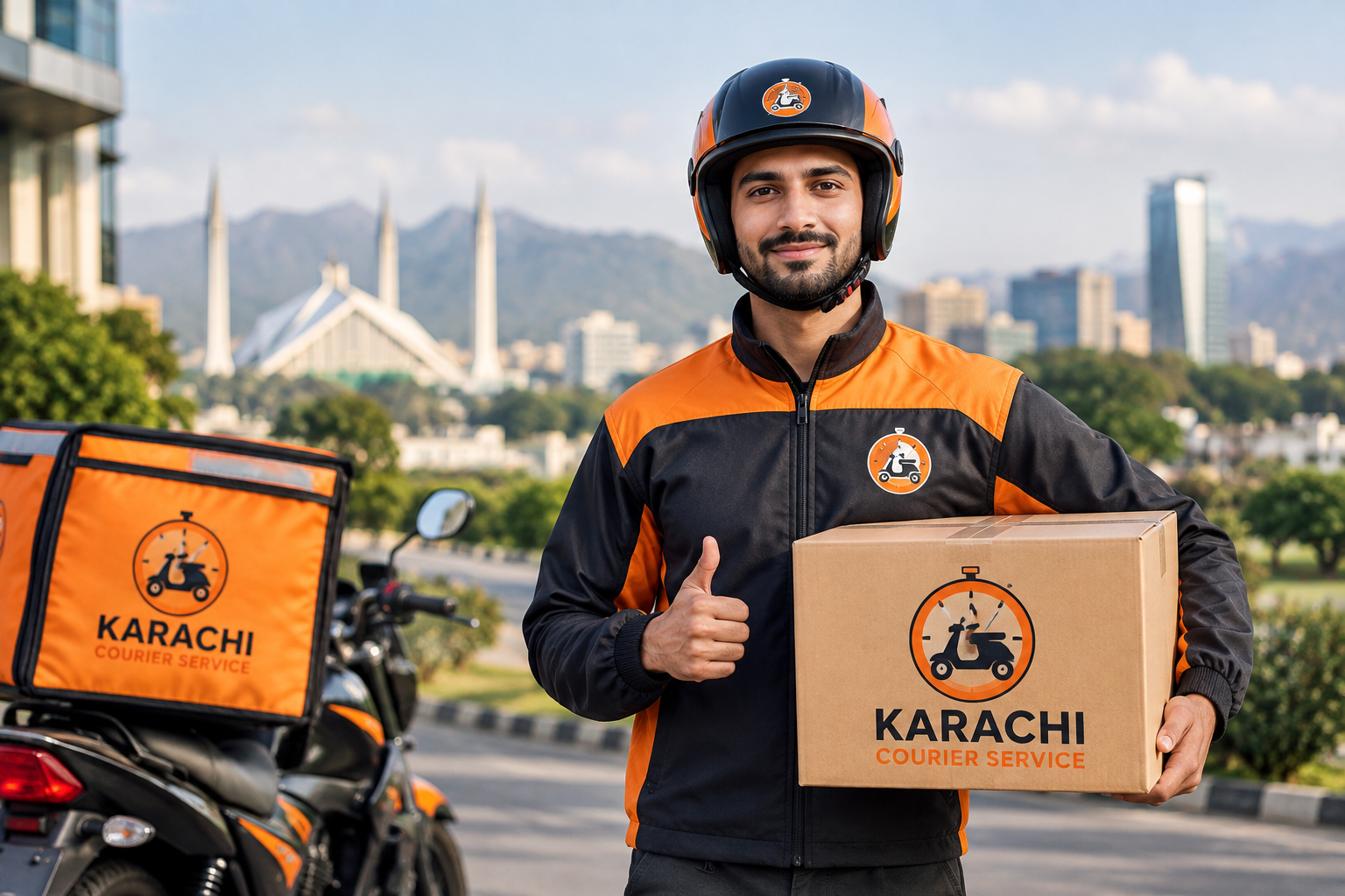 Rider with parcel